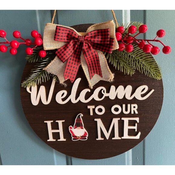 Interchangeable Welcome Sign for Front Door, Christmas Wreaths for Front Door - Picture 1 of 3